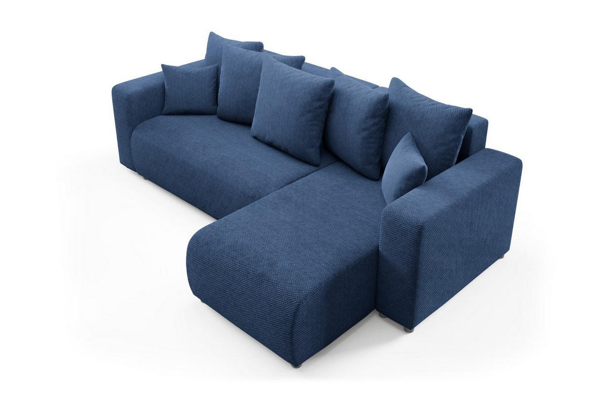 ECKSOFA mit Schlaffunktion Blau - Dunkelblau, Textil (247/145cm) - Furnisell