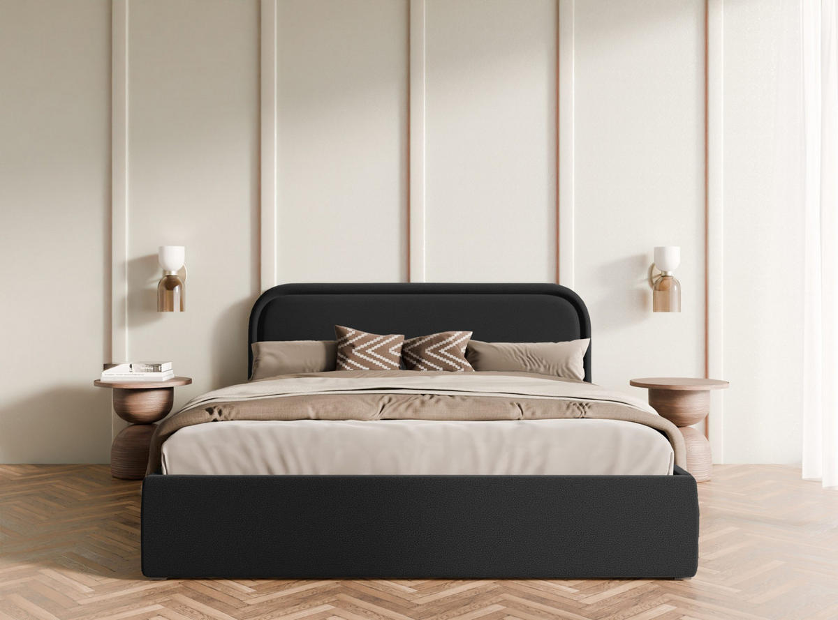 POLSTERBETT Juko 160x200 cm, Schwarz - Schwarz, Textil (160/200cm) - Fedve