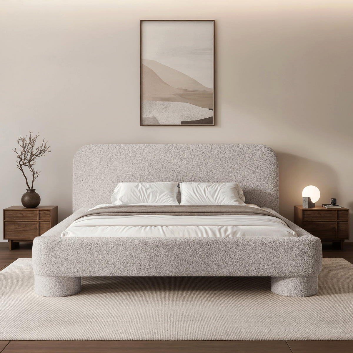ČALOUNĚNÁ postel Fredo, buklé světle šedá, 160x200 cm - světle šedá, kompozitní dřevo/textil (160/200cm) - Selsey