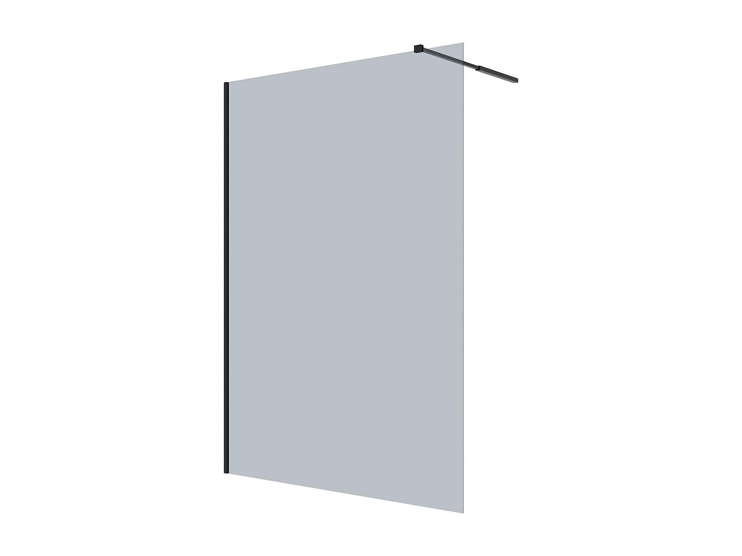 DUSCHWAND - 140cm x 0.6cm - Sicherheitsglas - schwarz - MALIKA II - Schwarz, Glas (140/200cm) - Vente-Unique