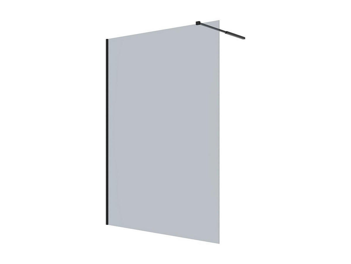 DUSCHWAND - 140cm x 0.6cm - Sicherheitsglas - schwarz - MALIKA II - Schwarz, Glas (140/200cm) - Vente-Unique