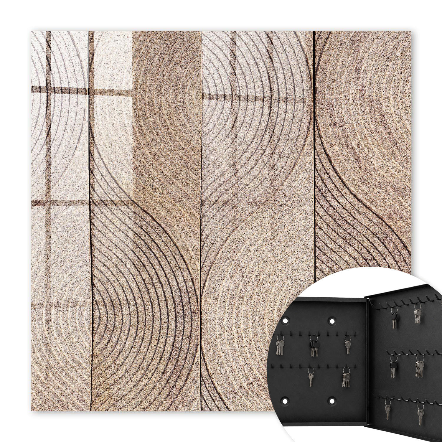 SCHLÜSSELBOX Schwarz 30x30 cm- Türöffnung nach rechts - Texturwellen - Beige, Metall (30/30/5cm) - TULUP
