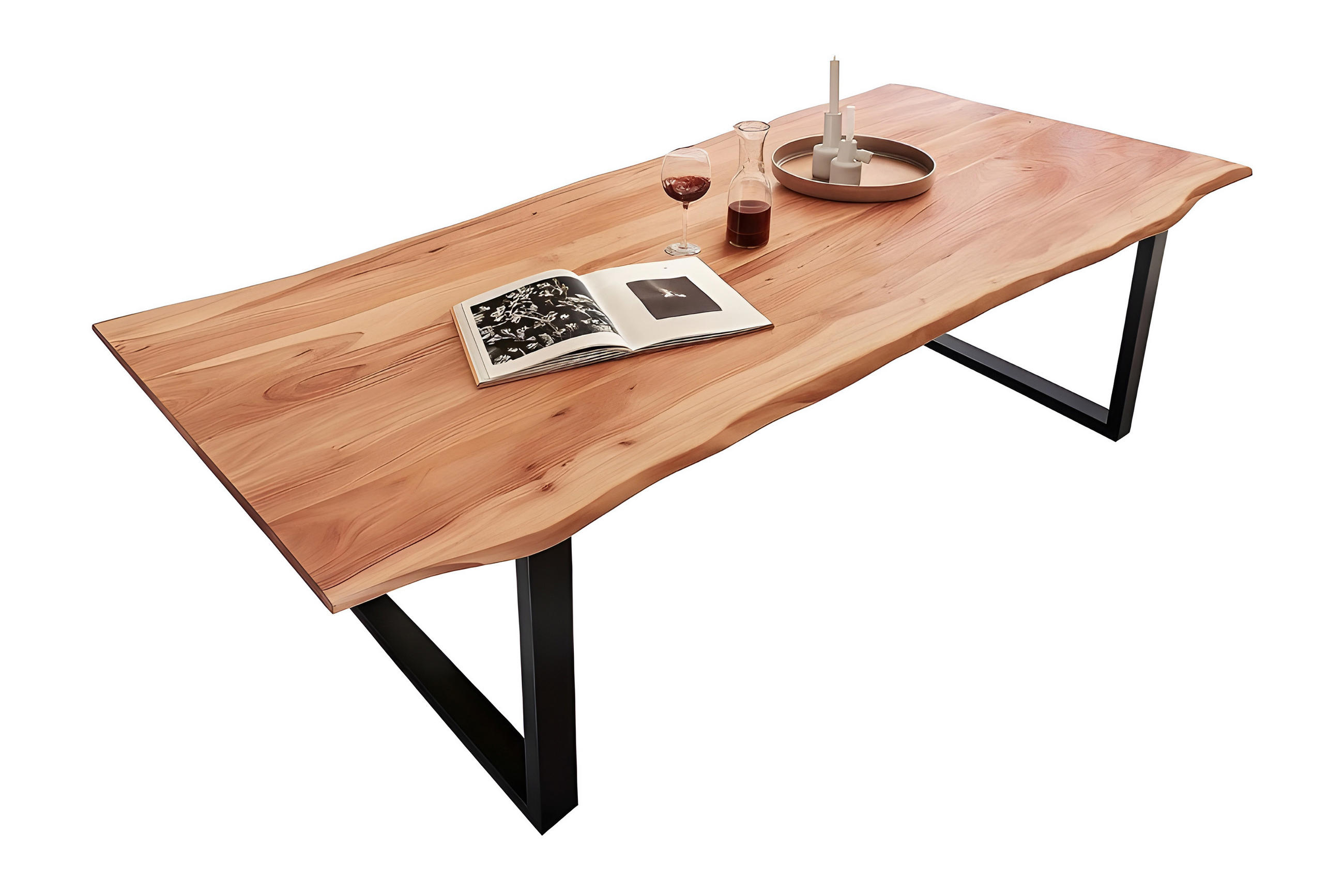 ESSTISCH MAX - Beige/Schwarz, Holz/Metall (90/180/77cm) - SAM