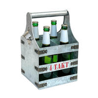 BIERTRÄGER Metall mit Öffner 4 Takt 96405 - Silberfarben, Metall (22/33/20cm) - DanDiBo