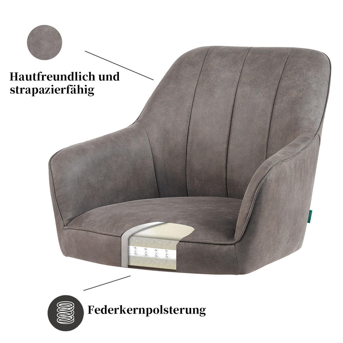 ARMLEHNSTUHL Mika-Noah 2er-Set - Taupe/Nussbaumfarben, Eichenholz/Holz (60/87/65cm) - DUBI Möbel