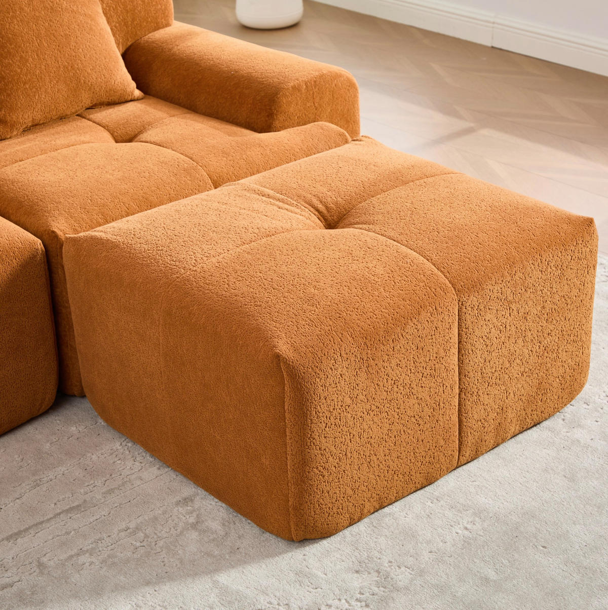ECKSOFA 97/100/68 cm Orange aus Kordstoff mit Memory-Schaum - Orange, Textil (100/97cm) - OKMYHOME