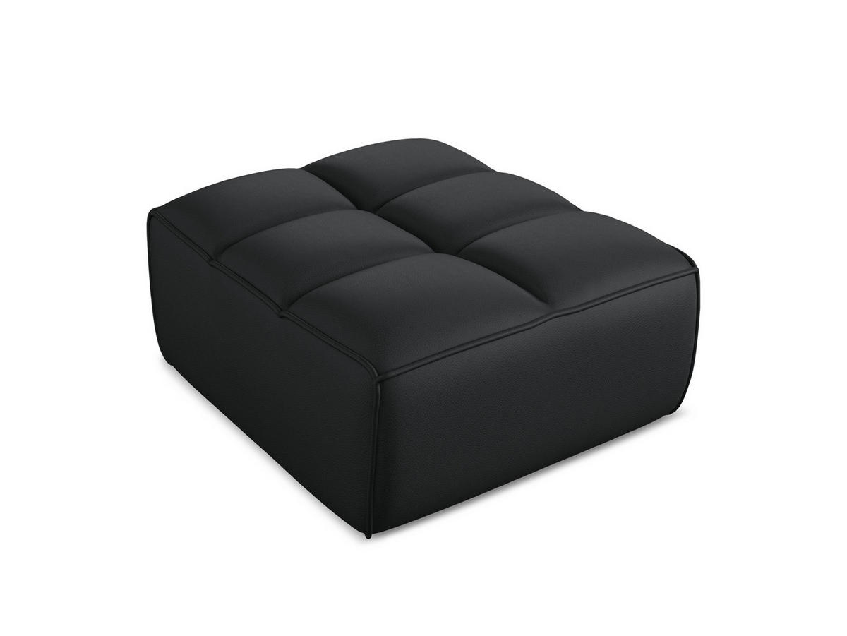 POUF Kunstleder Schwarz - Schwarz/Grau, Leder/Kunststoff (80/43/93cm) - Makamii