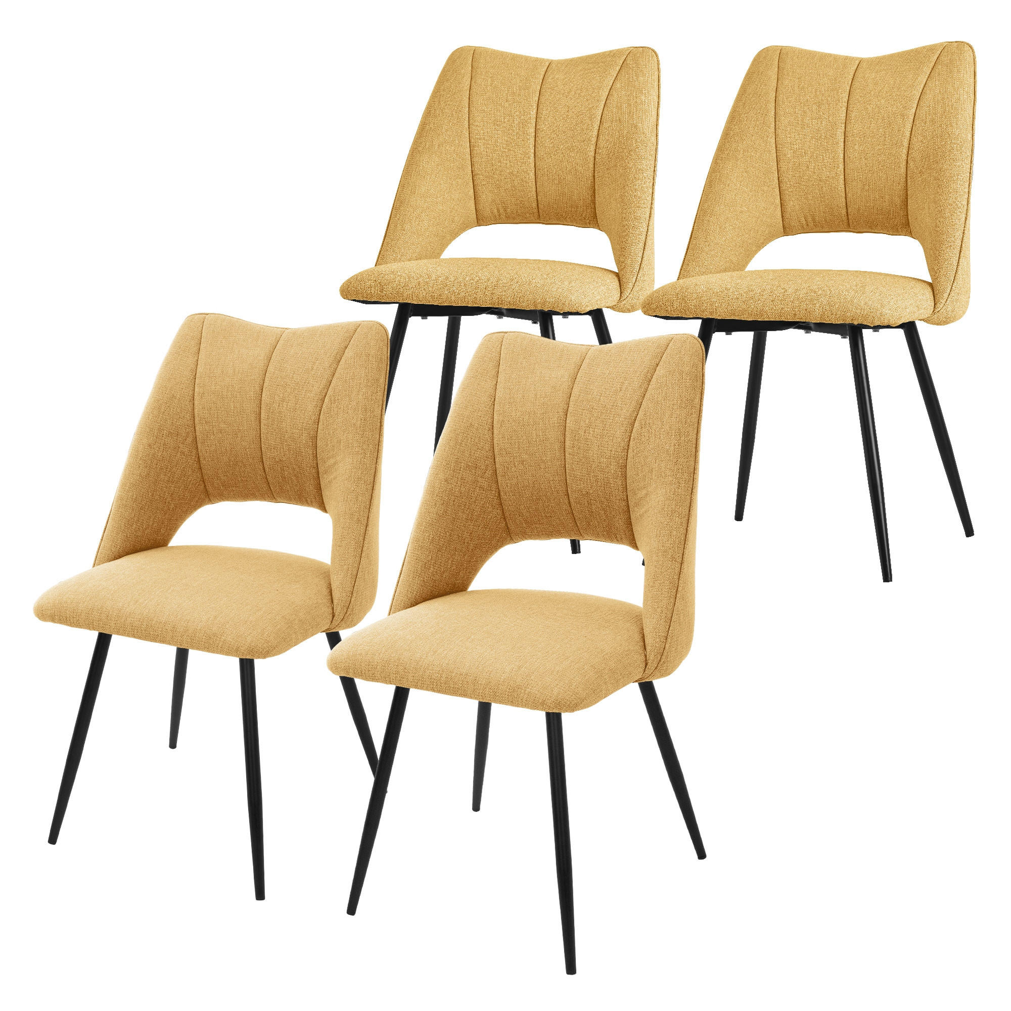 ML-DESIGN JÍDELNÍ ŽIDLE, SADA 4 KS, hořčičně žlutý látkový potah