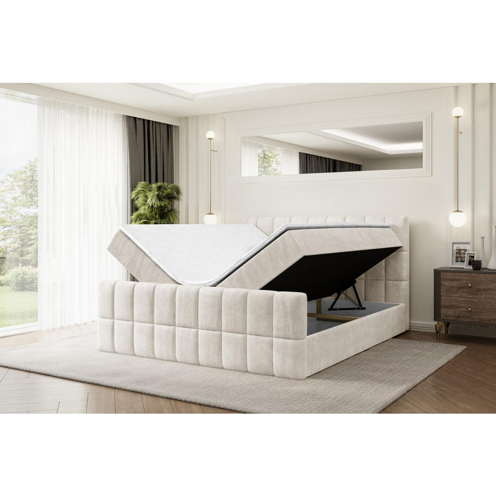 Thumbnail - Altdecor Boxbett, Ecru, Holzwerkstoff, Höhe ca. 20 cm, 140x200 cm, Schlafzimmer, Betten, Boxspringbetten