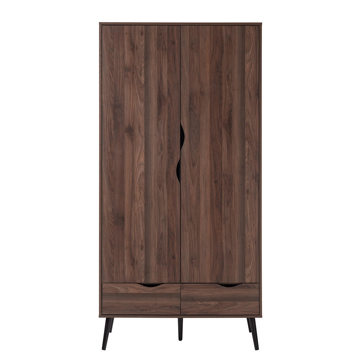 DREHTÜRENSCHRANK mit 2 Türen - Walnuss Dekor - Walnussfarben/Schwarz, Holz/Holzwerkstoff (99/200/58cm) - home24