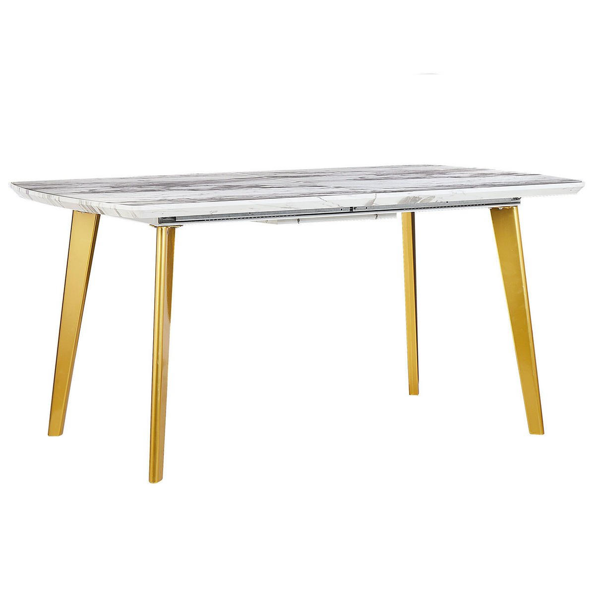 ESSTISCH 160-200/90/77 cm Weiß, Goldfarben Rechteckig Mosby - Weiß, Holzwerkstoff (200/90/77cm) - Beliani