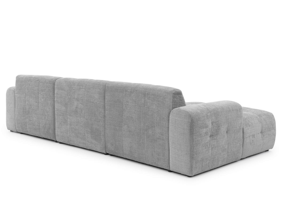 WOHNLANDSCHAFT Kozy im Bumpy-Design mit fester Rückenlehne aus weichem Hellgrau Chenille-Stoff - Hellgrau/Schwarz, Holz/Kunststoff (323/79/161cm) - S-Style Möbel