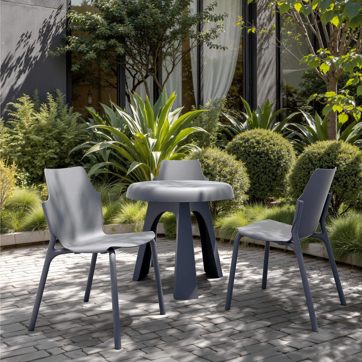GARTENSTUHL Anthrazitgrau 56/47/83 cm 2er-Set - Grau, Kunststoff (56/83/47cm) - Mobili Rebecca
