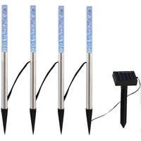 LED AUSSENLEUCHTE Solar Silber 4er Set - Silberfarben, Metall (2/2/48cm) - Globo Lighting