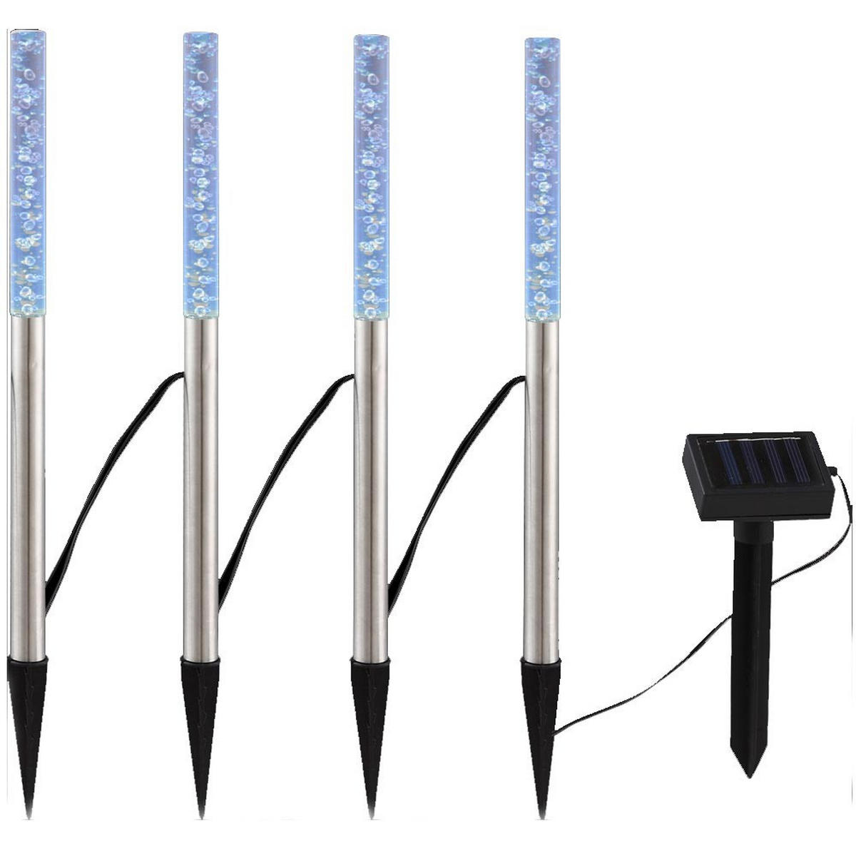 LED AUSSENLEUCHTE Solar Silber 4er Set - Silberfarben, Metall (2/2/48cm) - Globo Lighting