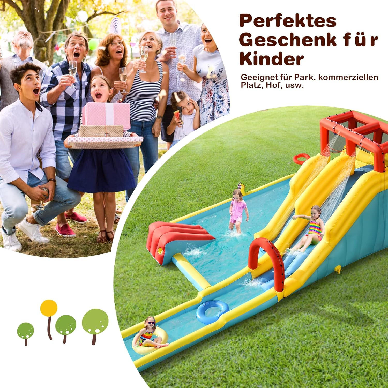 HÜPFBURG 225cm Multicoloured - Multicolor, Kunststoff (622/335/225cm) - COSTWAY