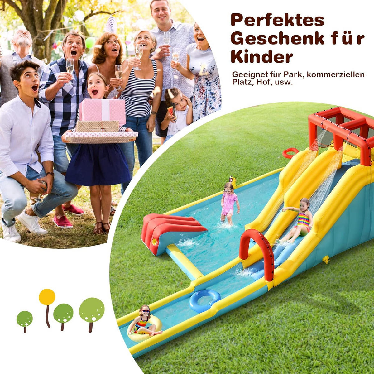 HÜPFBURG 225cm Multicoloured - Multicolor, Kunststoff (622/335/225cm) - COSTWAY