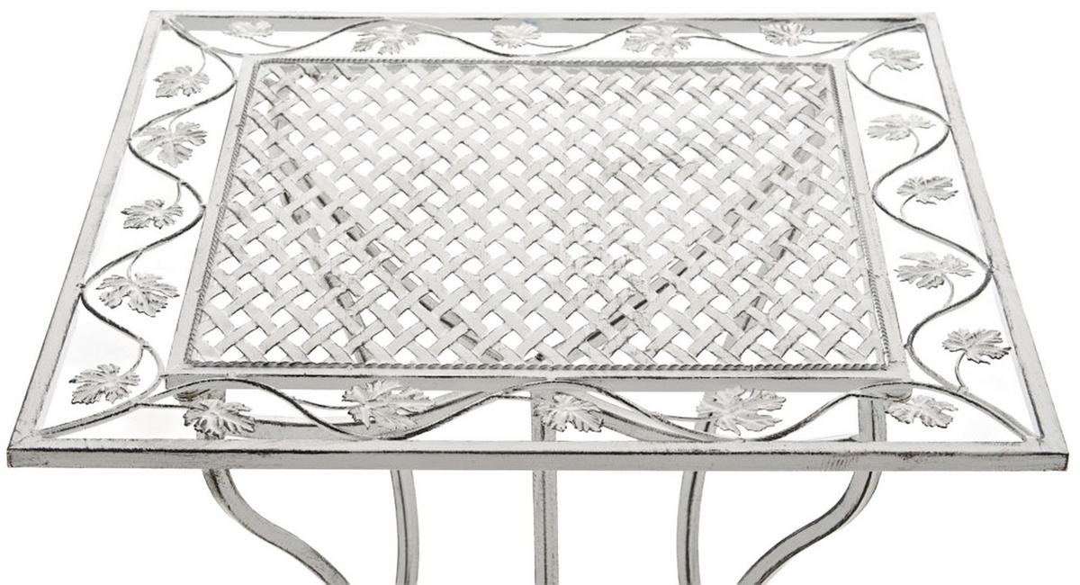 GARTENTISCH eckig 60/60/72 cm Metall Antik Weiß - Perlmutt, Metall (60/60/72cm) - CLP