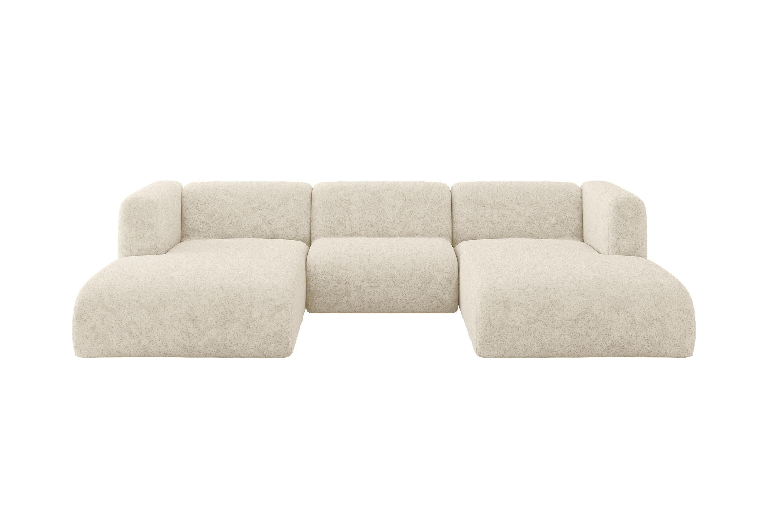 WOHNLANDSCHAFT MIRA-U1 317x179x70 Creme Velours - Creme/Schwarz, Holzwerkstoff/Kunststoff (317/70/179cm) - ALTDECOR