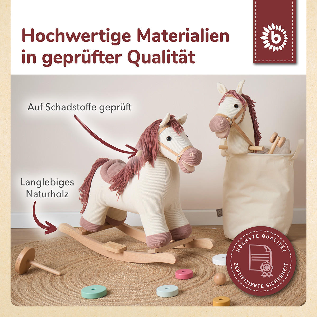 SCHAUKELPFERD Ginger Plüsch - Weiß, Textil (26/56/68cm) - Bieco Spielwaren