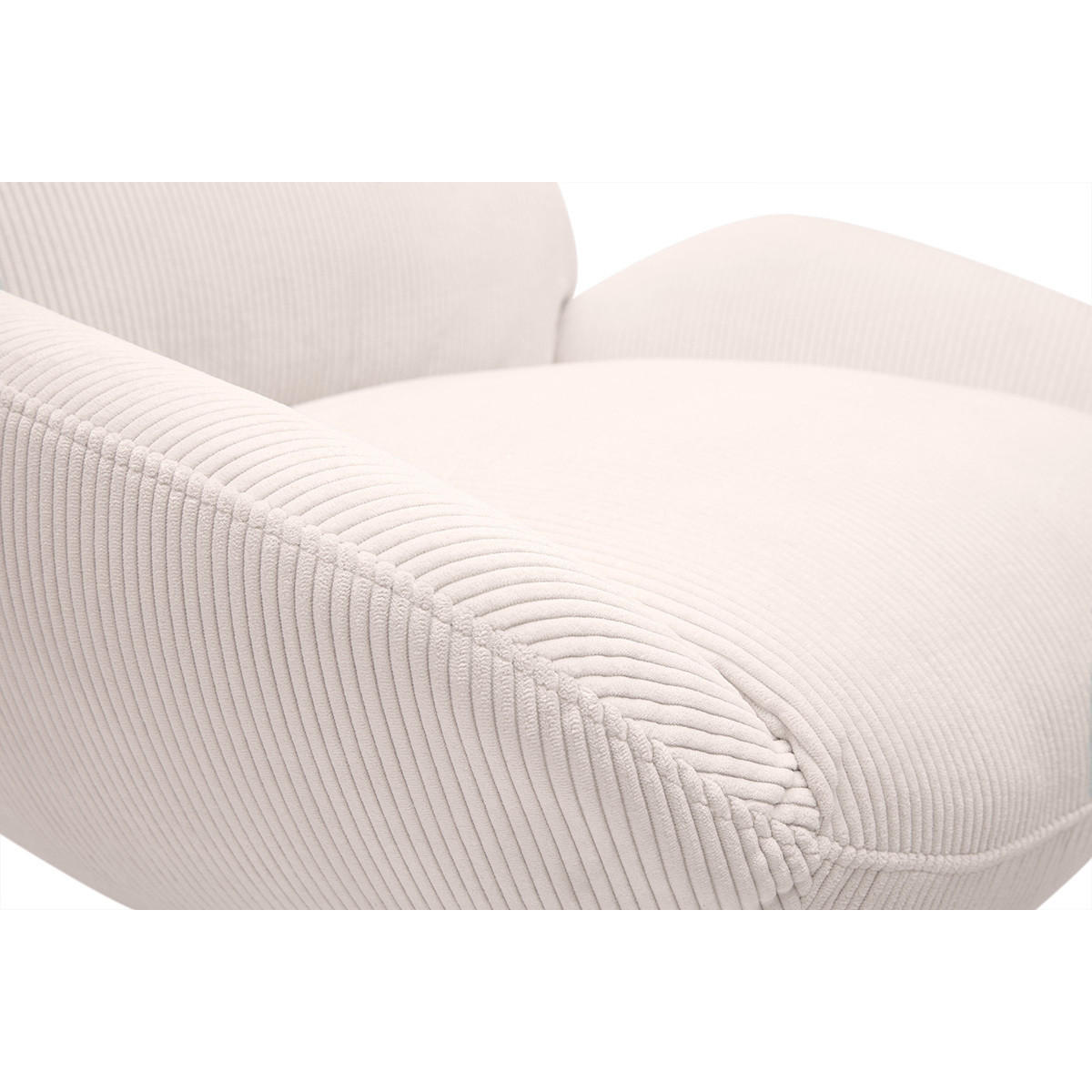 SCHWENKSESSEL Ripp-Velours Creme Metall Schwarz KLEM - Weiß, Textil (77/87/73cm) - Miliboo