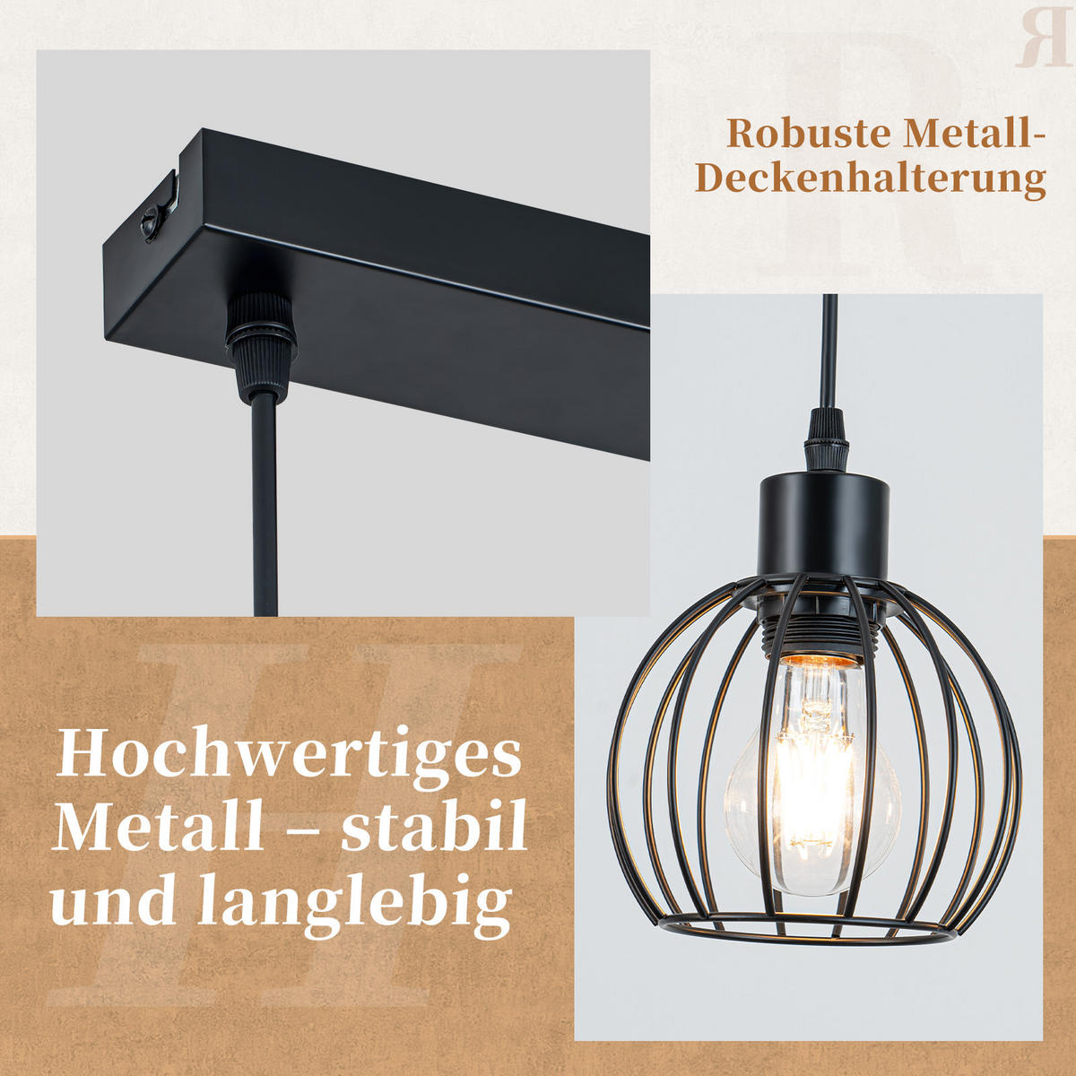 PENDELLEUCHTE Laxenli 70/14/160 cm - Schwarz, Holz/Metall (70/14/160cm) - ZMH