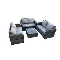 LOUNGESOFA-SET Polyrattan Dunkelgrau 4-Sitzer - Dunkelgrau, Metall - Fimous