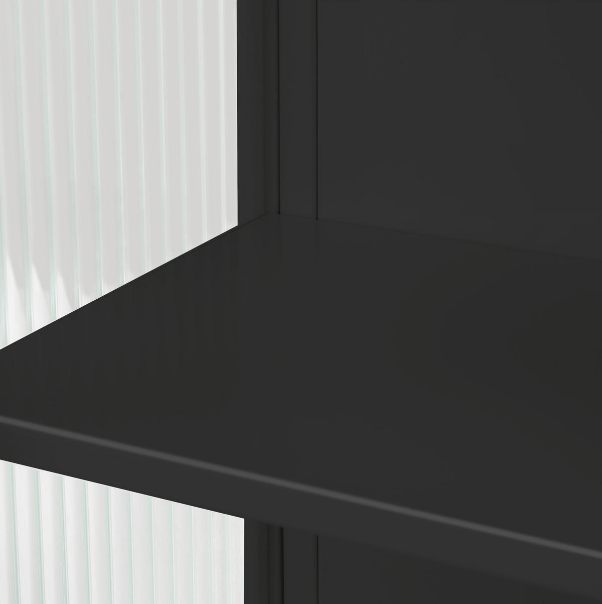 KÜCHENOBERSCHRANK 60/23/78 cm mit Glasfront, 2 Türen und offener Ablage in Schwarz - Schwarz, Glas (60/78/23cm) - BEAOK