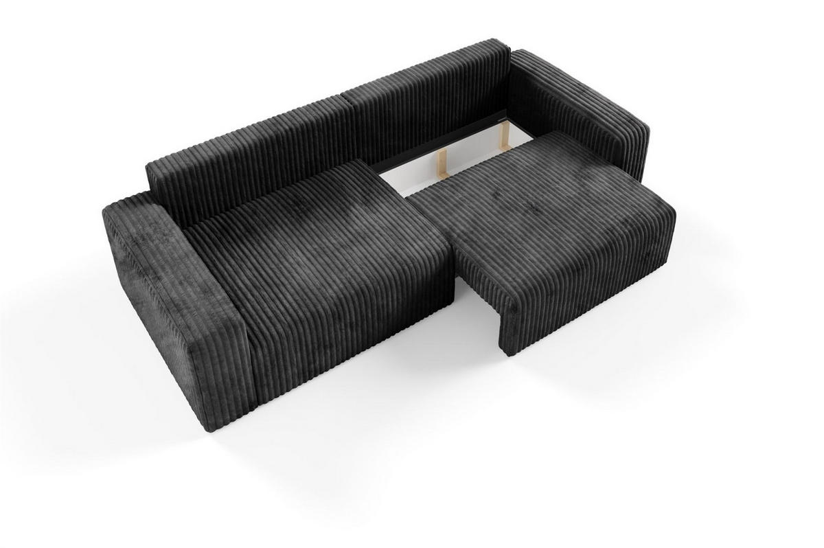 SCHLAFSOFA Natalia - Schwarz, Holzwerkstoff/Textil (252/85/105cm) - Fun Möbel