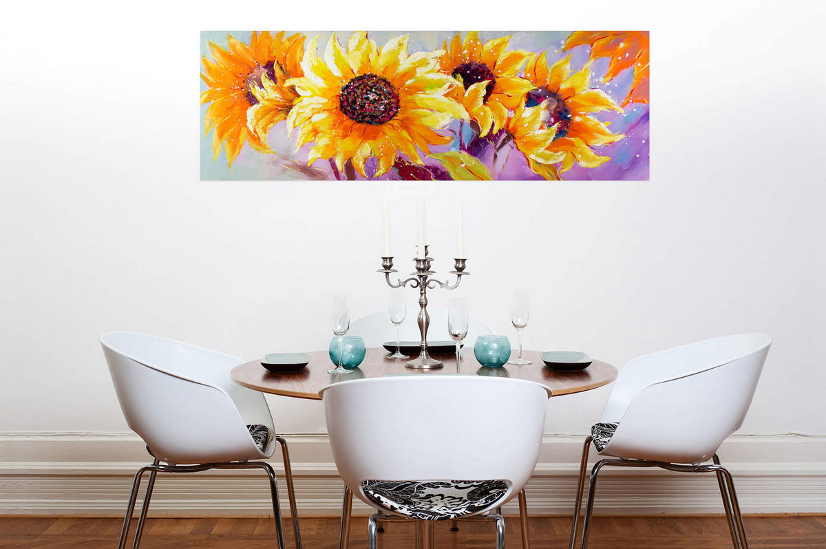 ACRYLBILD HANDGEMALT 150/50 cm - Gelb/Orange, Holz/Textil (150/50cm) - KUNSTLOFT