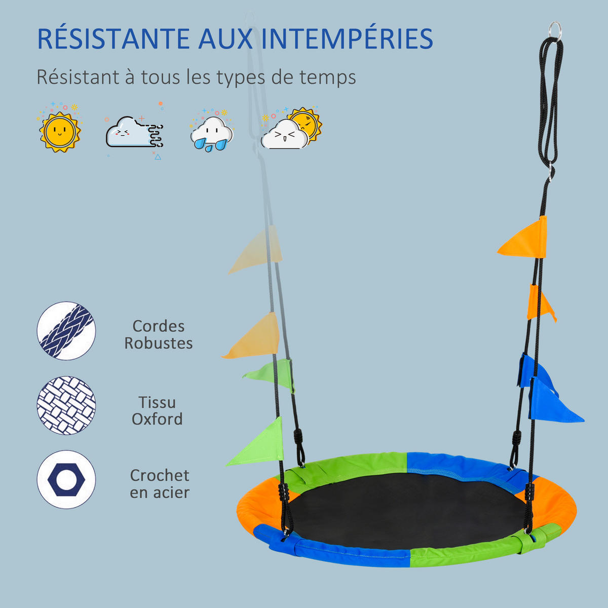 TRAMPOLIN DE-17953 Ø 100 cm mit bunten Flaggen Mehrfarbig - Multicolor, Textil (100/100cm) - ComfortXL