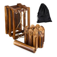KUBB Wikingerspiel - Braun, Holz/Textil (28.5/17.5/18cm) - Relaxdays