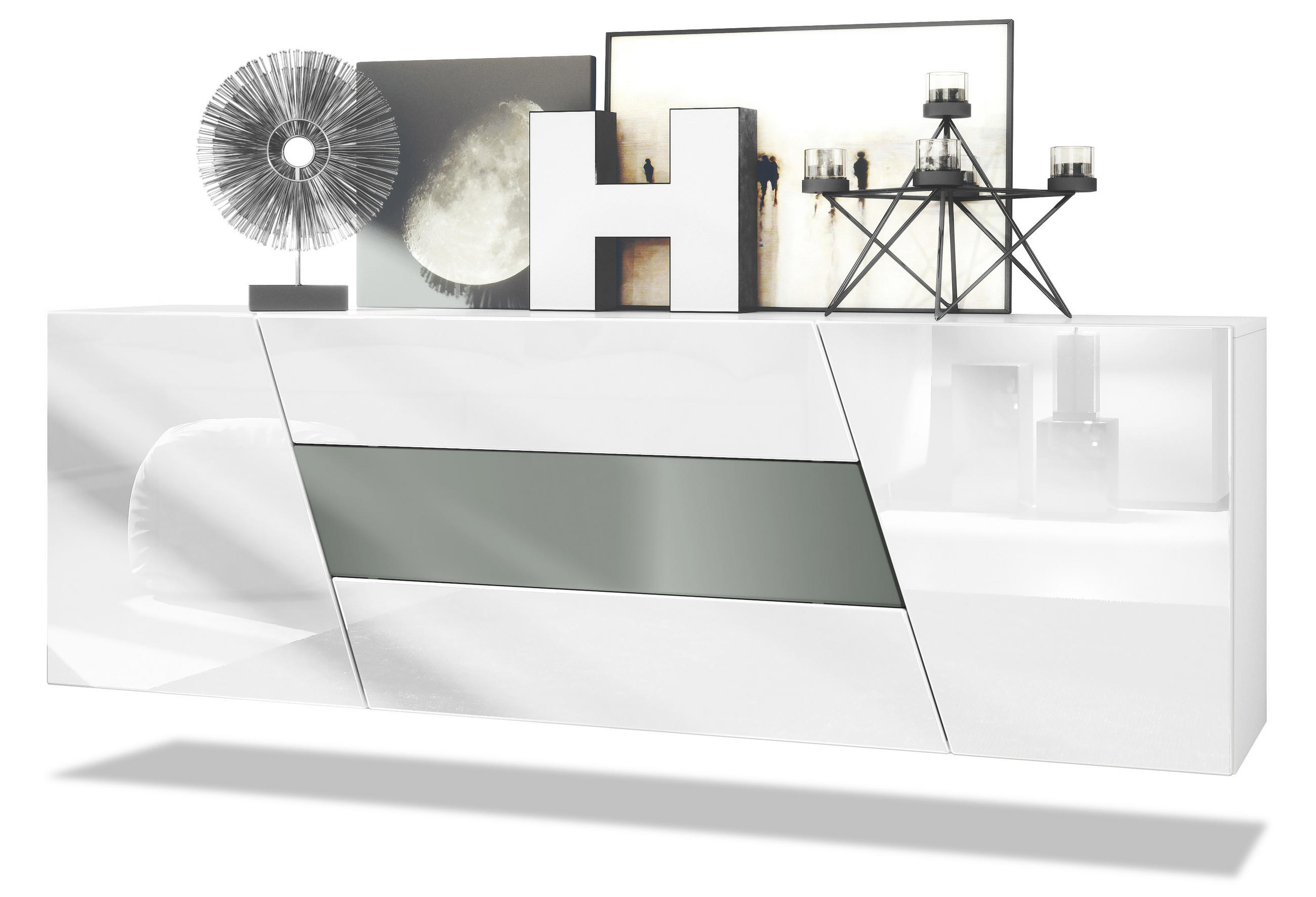 SIDEBOARD Houston Graphit Seidenmatt - Graphitfarben, Holzwerkstoff (178/57.5/38.5cm) - Vladon