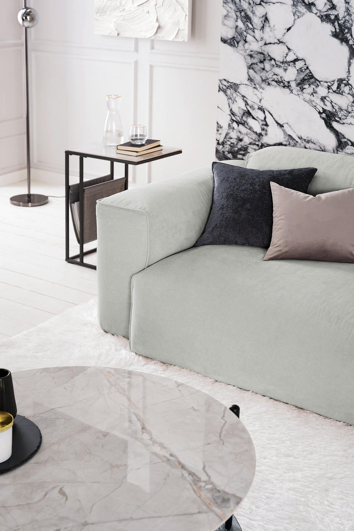 3-SITZER SOFA - Schwarz/Grau, Kunststoff/Textil (251/71/102cm) - home24