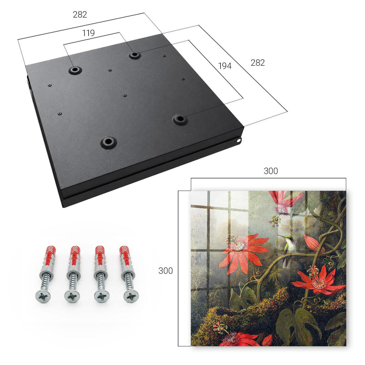 SCHLÜSSELBOX Schwarz 30x30 cm- Türöffnung nach rechts - Die Exotik der Natur - Grün, Metall (30/30/5cm) - TULUP