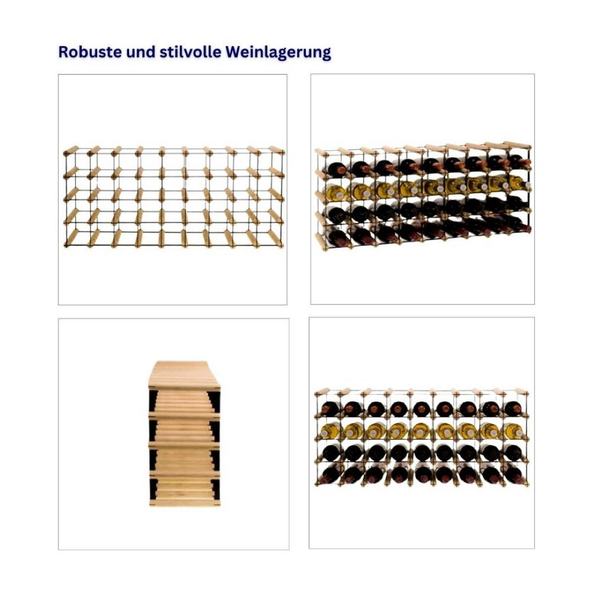 WEINREGAL Vinotega Mod Metal 42,5x92,5x24,5 cm 9x4 Flaschen Massives Kiefernholz Natur - Naturfarben, Holz (92.5/42.5/24.5cm) - PROREGAL