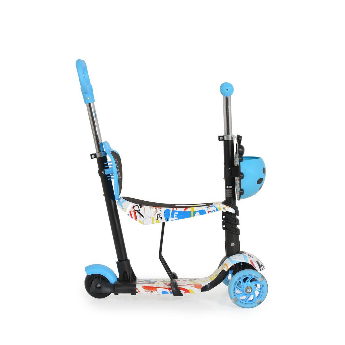 KINDERROLLER Lollipop 3 in 1 blau Schiebestange, Sitz, PU-Vorderräder mit LED - Blau, Kunststoff (59/26/84cm) - Moni