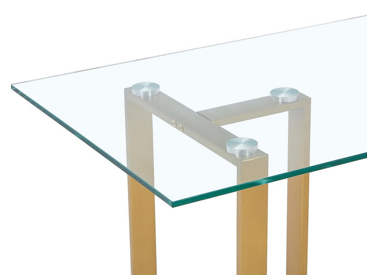 SCHREIBTISCH - Gehärtetes Glas & Edelstahl - Transparent und Gold - NILESA - Transparent, Glas (140/60/75cm) - Pascal Morabito