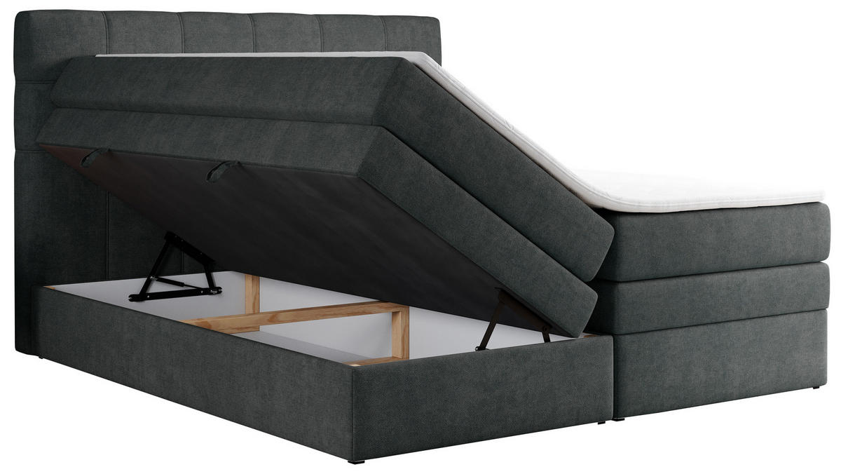 BOXSPRINGBETT ERNI KING 120/200 Dunkelgrau Struktur - H4 - Dunkelgrau, Holz/Textil (120/200cm) - MKS