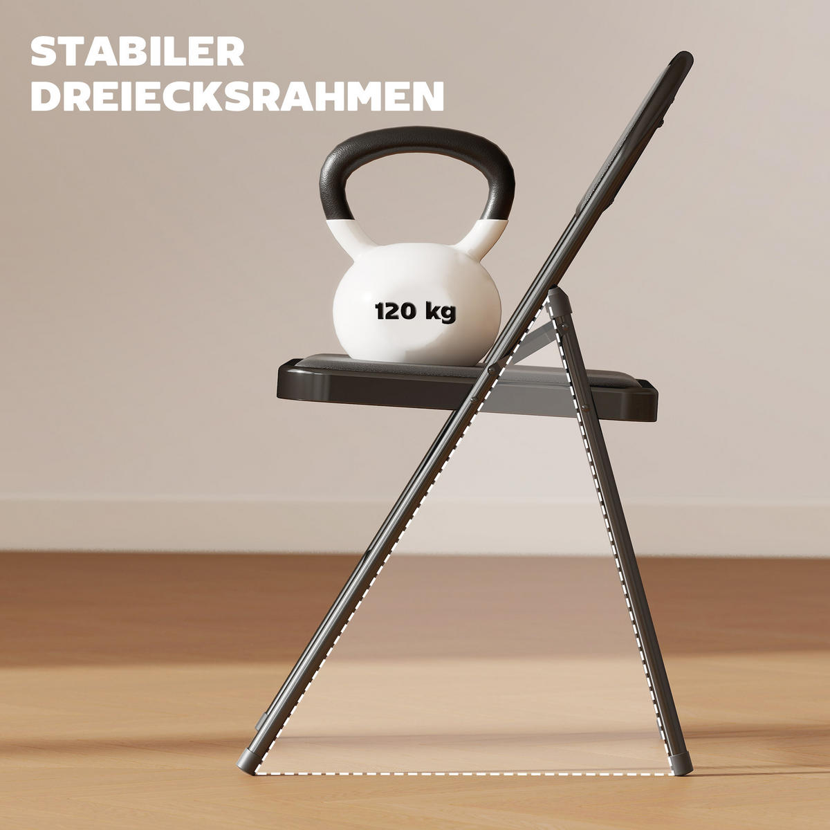 KLAPPSTUHL 6ER-SET aus Kunstleder & Stahl Schwarz - Schwarz, Metall (45/78/46cm) - HOMCOM