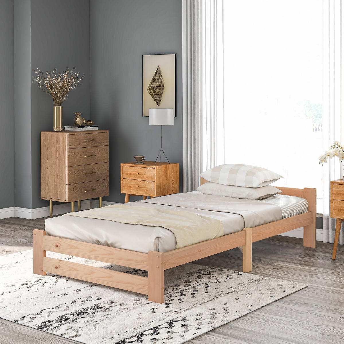 BETT 90x200 cm Holz natur - Naturfarben, Holz (90/200cm) - Fortuna Lai