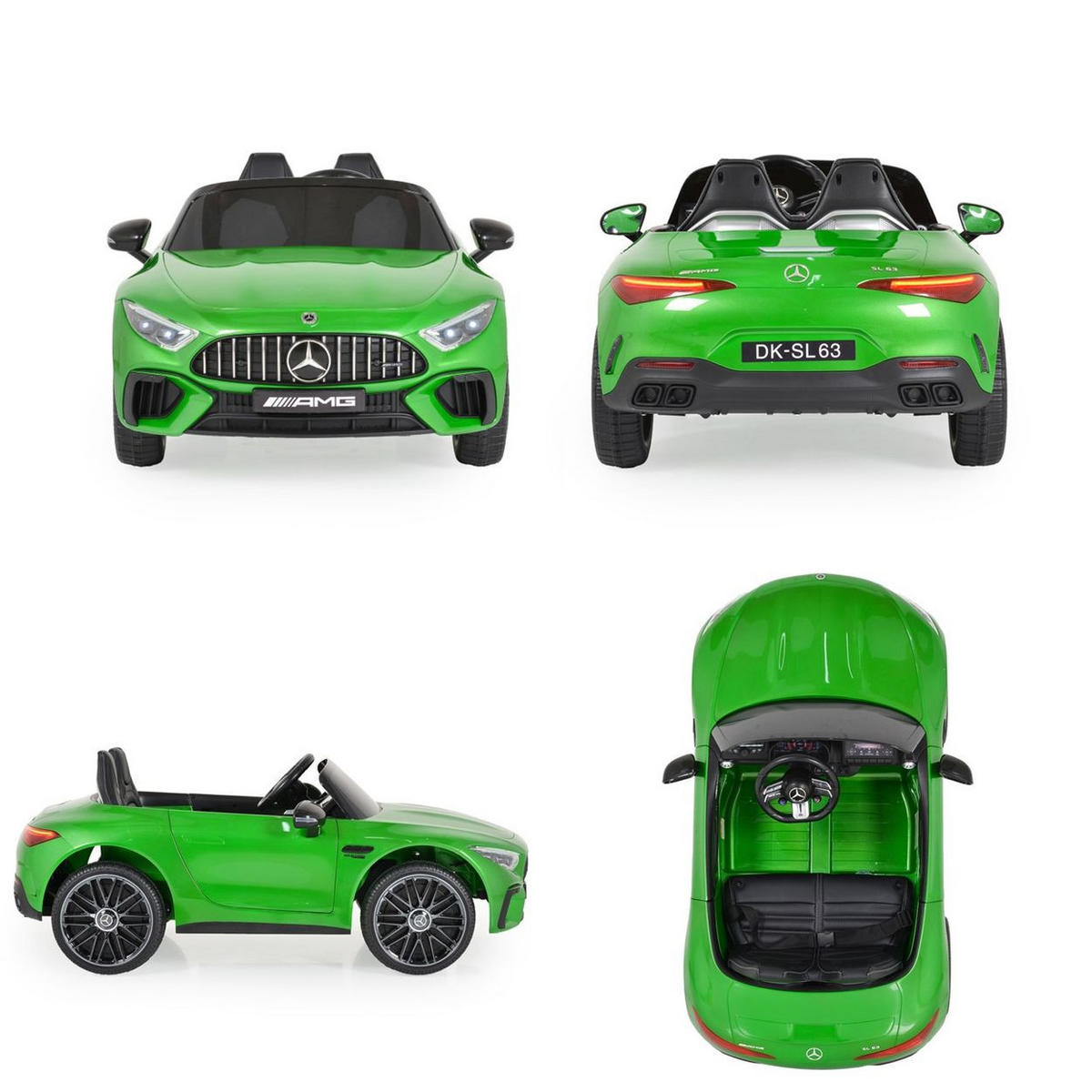 ELEKTROAUTO Mercedes Benz grün DK-SL63 Zweisitzer Fernbedienung Bluetooth - Grün, Kunststoff (125/78/52cm) - Moni