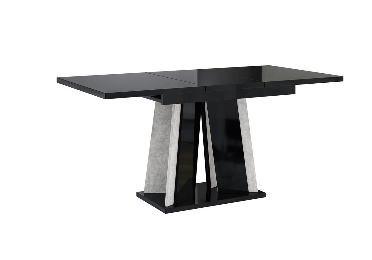 ESSTISCH Ausziehbar 120 - 160 cm Schwarz Hochglanz - Schwarz Hochglanz/Grau, Holzwerkstoff (120/80/75cm) - PROSPERO