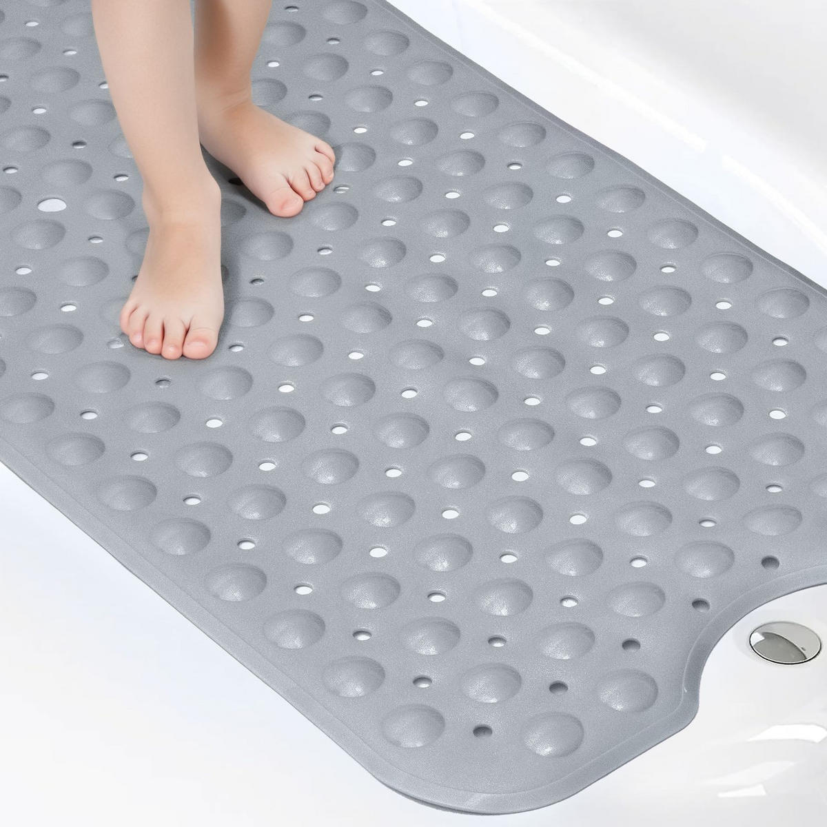 DUSCHMATTE Badewannenmatte 100/40 cm - Grau, Kunststoff (40/100cm) - Intirilife