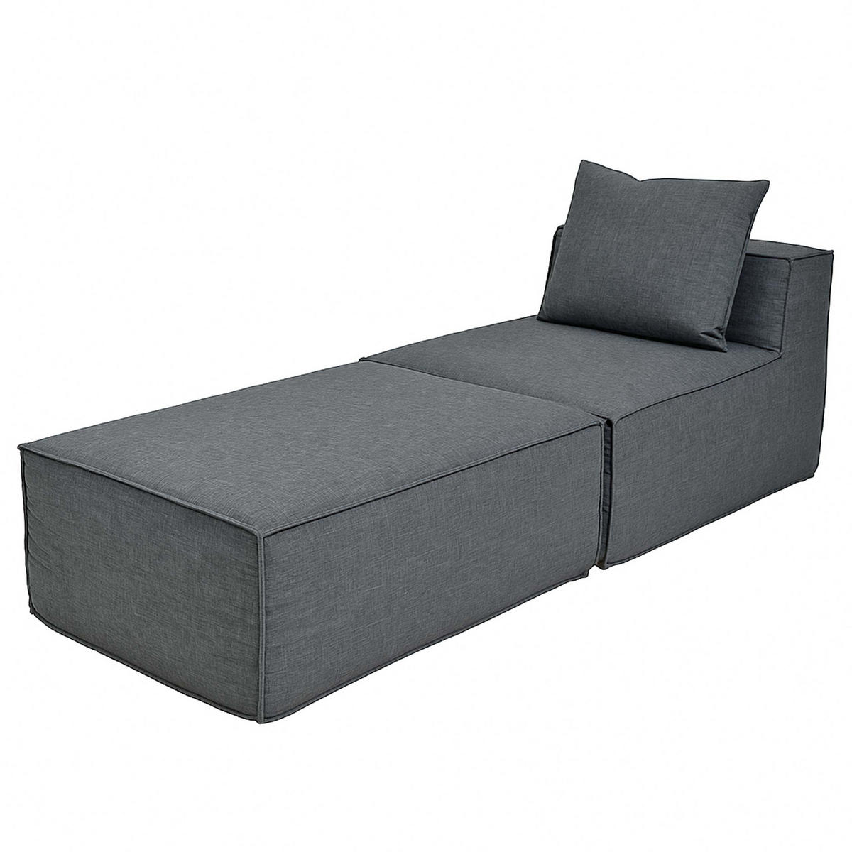 CHAISELONGUE Šedá - sivá, textil (75/63/194cm) - MCW