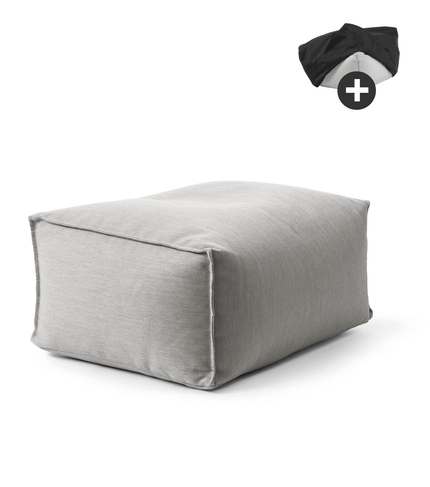 OUTDOOR POUF mit Hülle Der Ruhestifter - Hellgrau, Textil (65/35/55cm) - Mokebo