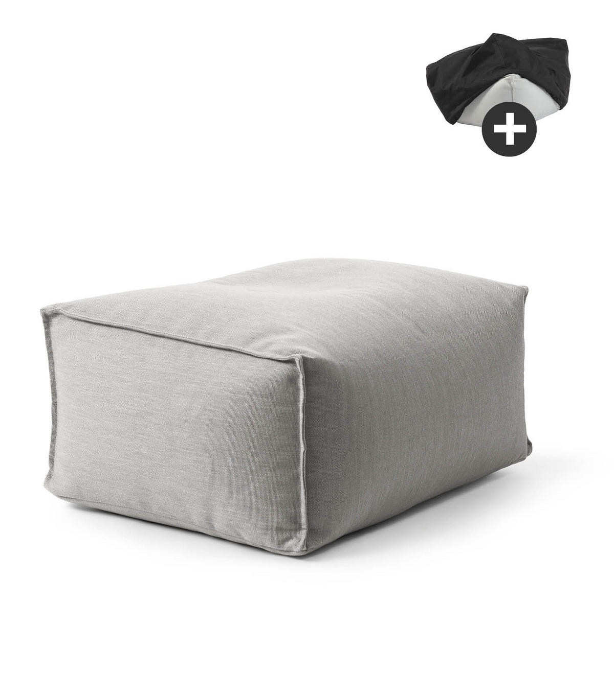 OUTDOOR POUF mit Hülle Der Ruhestifter - Hellgrau, Textil (65/35/55cm) - Mokebo