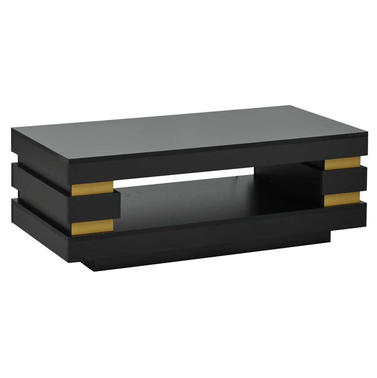COUCHTISCH aus Spanplatte 100x50x35 cm in Schwarz mit LED-Beleuchtung - Schwarz, Holzwerkstoff (100/50/35cm) - Modfu