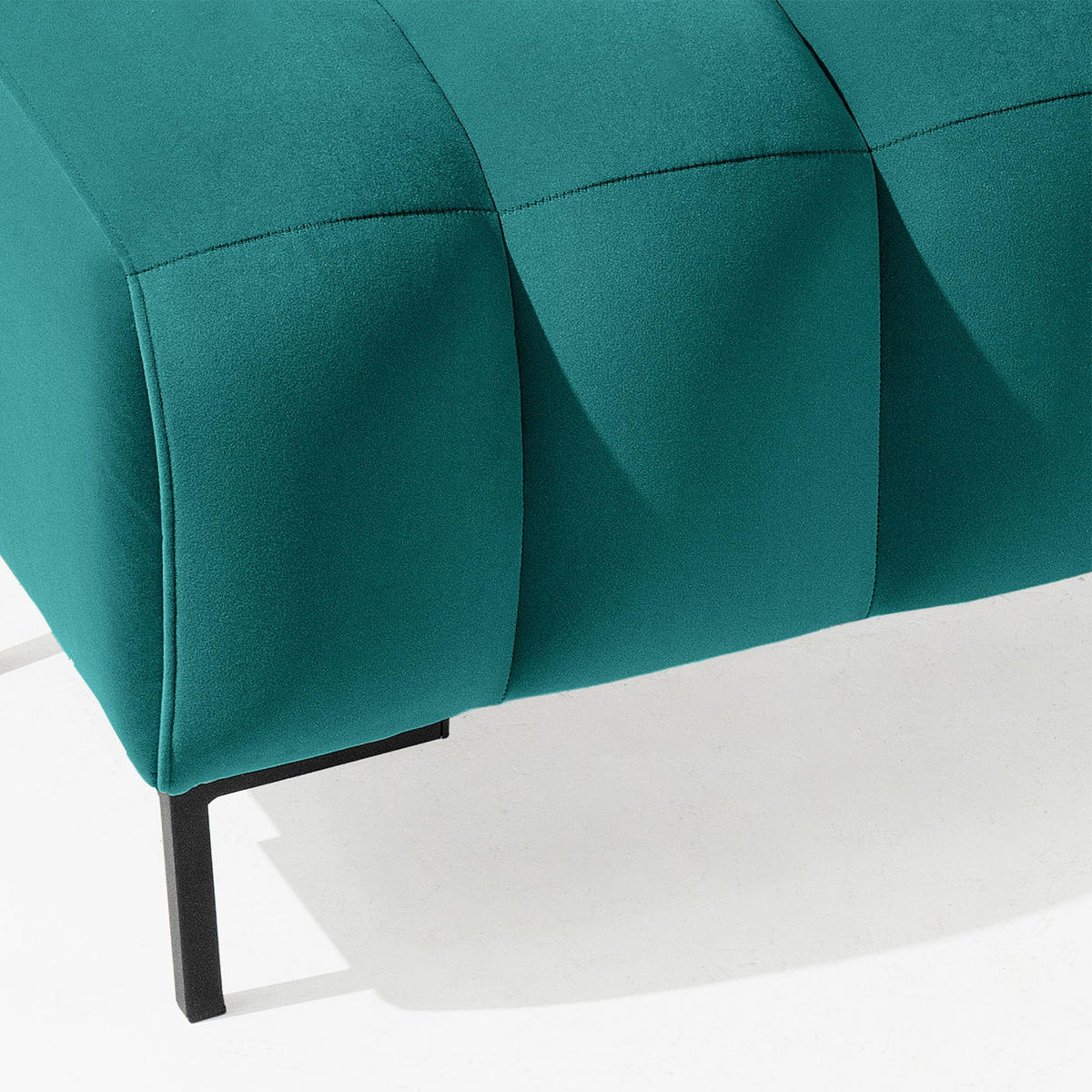 SITZHOCKER Polsterhocker PECCO, Veloursstoff - Blau/Schwarz, Holz/Textil (60/50/50cm) - KONSIMO®