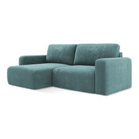 ECKSOFA mit Schlaffunktion links Chenille Stoff Blau - Blau/Beige, Kunststoff/Textil (149/244cm) - Makamii